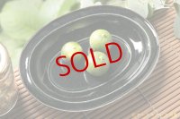 高島悠吏　藍釉　鍔縁楕円形皿　大【アソート作品】