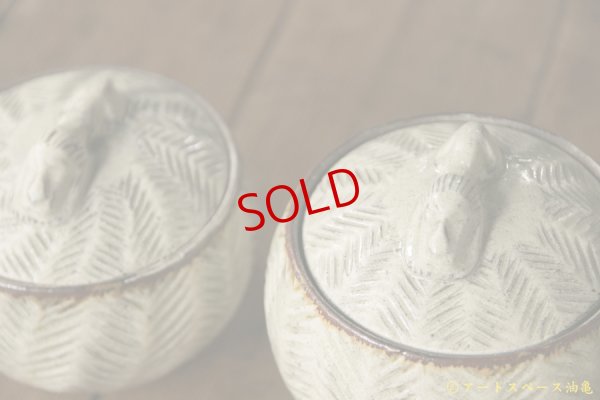 画像4: 江口誠基　彫粉引　蓋物　ライオン