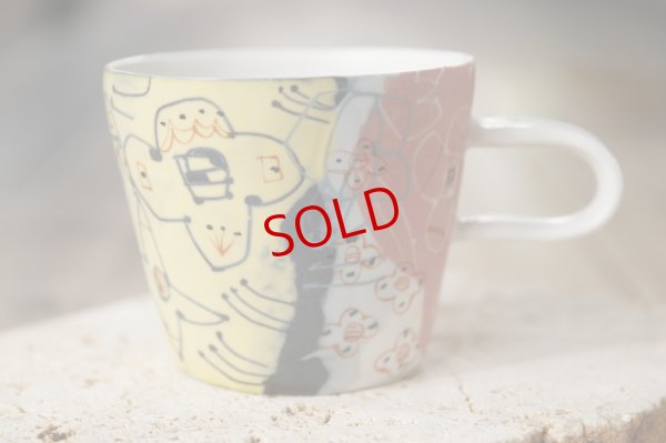 画像1: 浜坂尚子　色絵マグ　取手細い