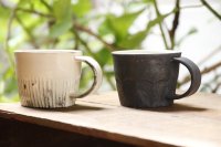 加藤祥孝　粉引　しのぎ台形マグカップ／鉄釉/粉引　台形面取マグカップ 