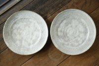 工藤和彦　 白樺ホワイト　８寸リム刻線皿