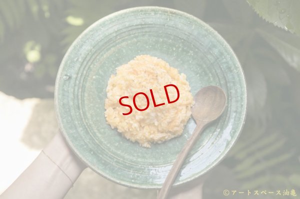 画像20: 工藤和彦　 緑粉引刻線８寸リム皿