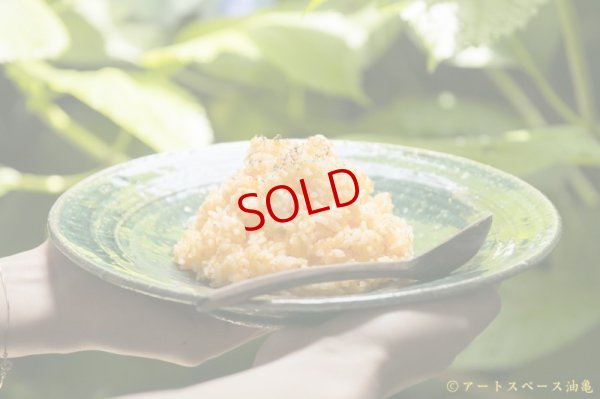 画像19: 工藤和彦　 緑粉引刻線８寸リム皿