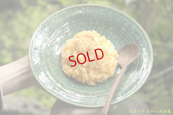 画像18: 工藤和彦　 緑粉引刻線８寸リム皿