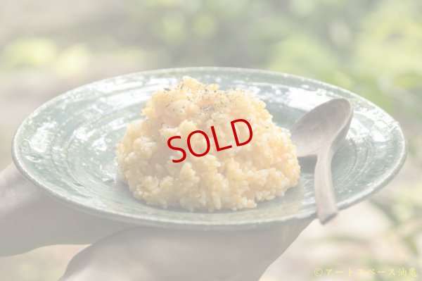 画像17: 工藤和彦　 緑粉引刻線８寸リム皿