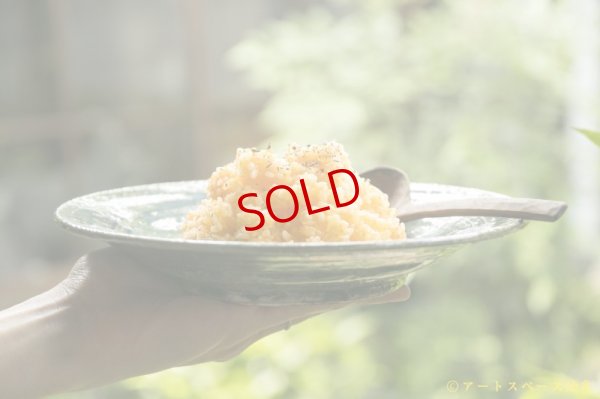 画像16: 工藤和彦　 緑粉引刻線８寸リム皿