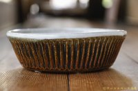 益子淳一　アメ釉内掛　しのぎ切立カレー鉢【アートスペース油亀オリジナル】　【アソート作品】