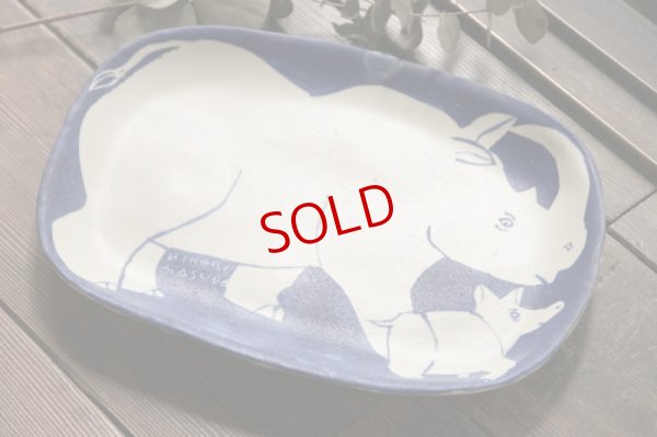 画像2: 増田光　青白角丸親子皿　サイ