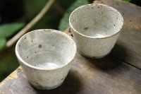  馬渡新平　灰釉　ヒビ粉引き　そばちょこ【アソート作品】