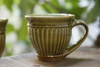 因幡窯　三木健太郎　コーヒーカップ 小　鎬　Olive【アソート作品】
