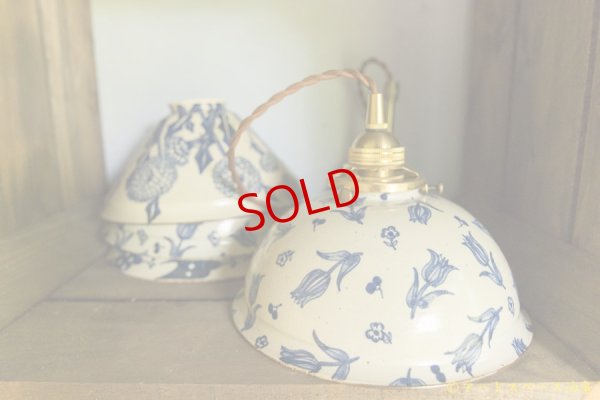 画像7: ヒヅミ峠舎　三浦圭司・三浦アリサ「染付　チューリップ文ランプシェード　大」