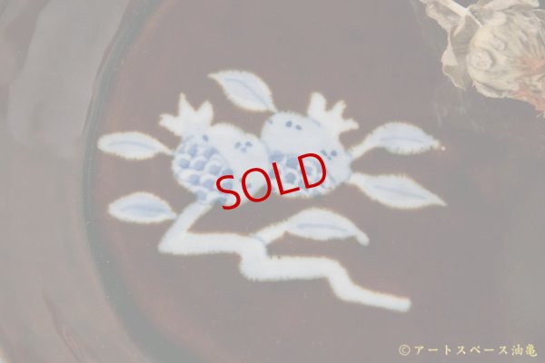 画像6: 中町いずみ　ざくろと鳥　あめ釉　オーバル皿