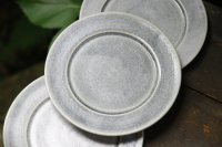 夏草　マット釉　灰水　６寸リム皿【アソート作品】