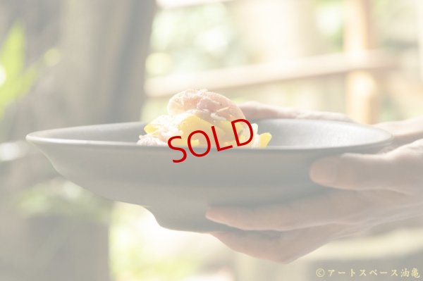 画像14: 夏草　マット釉　黒 / グレイ　７寸浅鉢