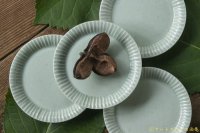 小倉夏樹　青磁　鎬リム平豆皿【アソート作品】