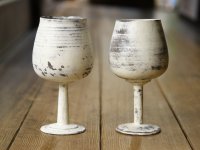 大澤哲哉　ワイングラス　白　Wine glass white