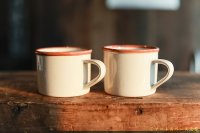 大園篤志　玉縁マグ　小　白に赤茶