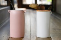 大園篤志　カトラリースタンド　大　ピンク／白に赤茶