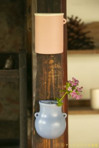 大園篤志　壁掛花器　ブルー／ピンク