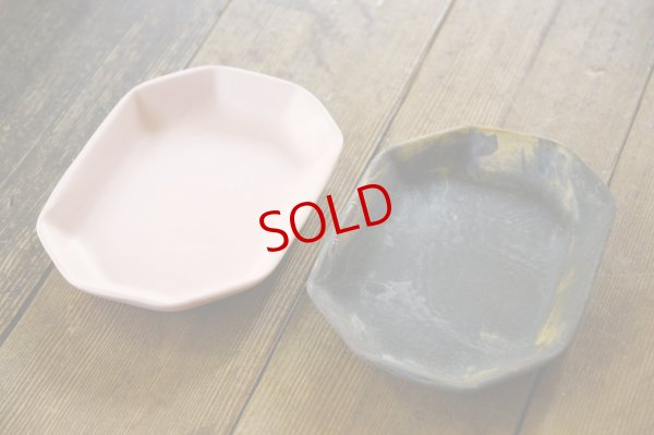 画像4: 大園篤志　八角皿　ピンク／黄マット  