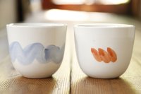 大園篤志　ラテカップ　絵付／絵付　赤茶