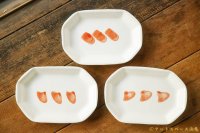 大園篤志　八角皿　絵付　白に赤茶