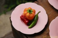 大園篤志　輪花皿　八（小）／ピンク  【アソート作品】