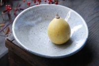 寺村光輔　並白釉　呉須　7.5寸皿（薪）