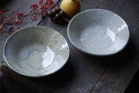 寺村光輔　並白釉　呉須　6.5寸鉢（薪）