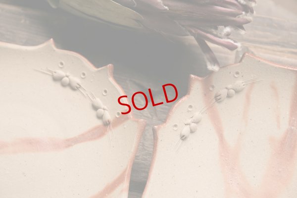 画像3: 山村富貴子 備前 なかよし猫皿 中