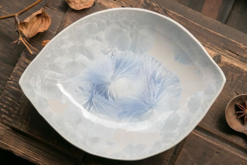 画像1: 間美恵　亜鉛華結晶　葉鉢皿