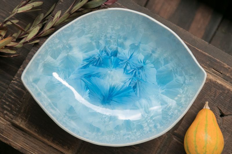 画像1: 間美恵　亜鉛華結晶　葉鉢皿