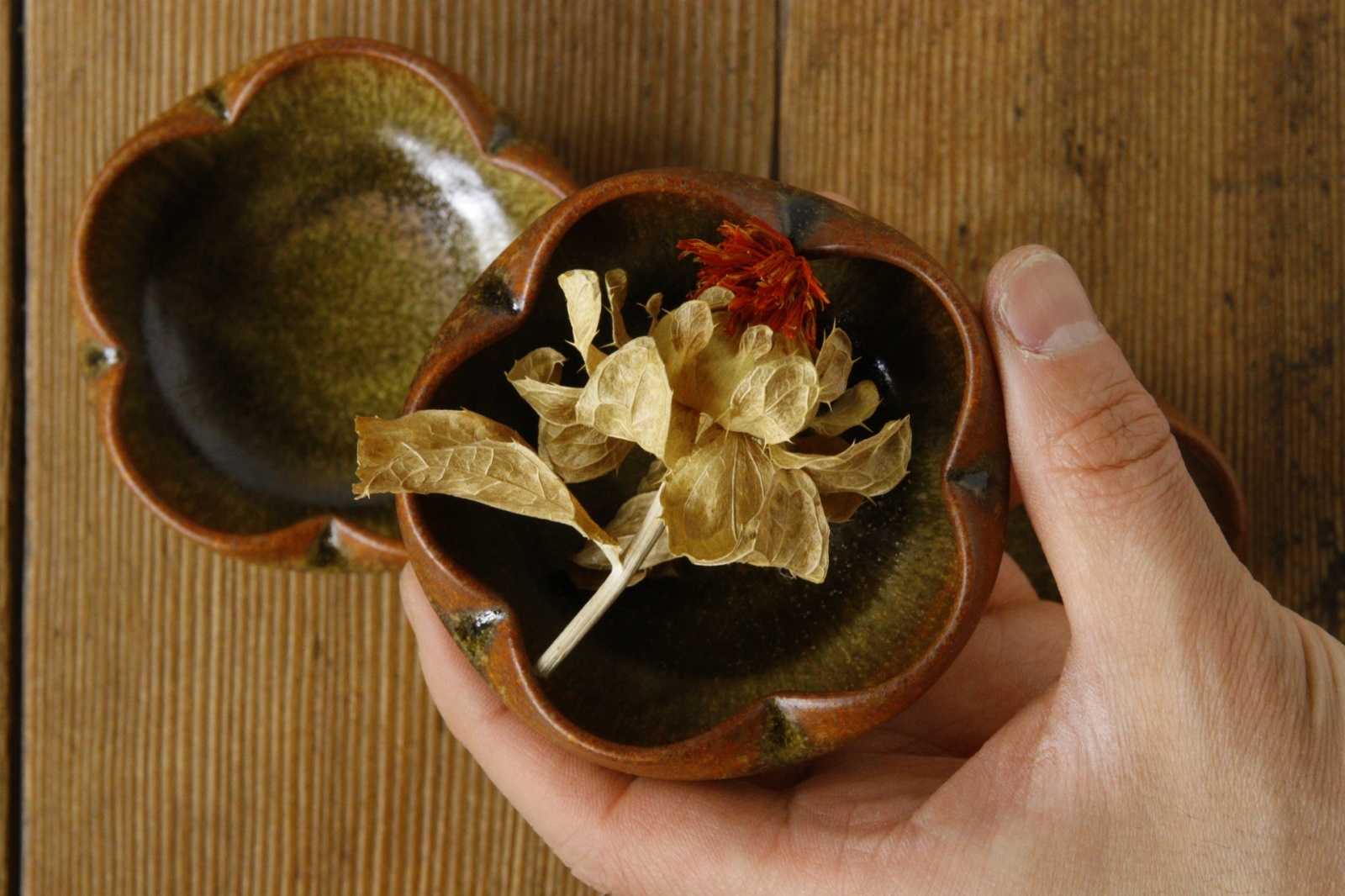 画像2: 北側雄一　窯変蕎麦釉　輪花豆鉢【アソート作品】