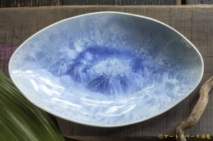 画像: 間美恵　亜鉛華結晶　楕円皿