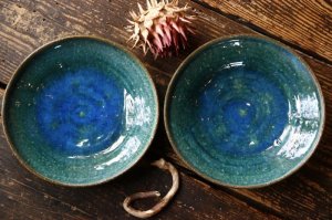 画像: 工藤和彦　 緑粉引　８寸たわみ鉢