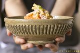 画像: 益子淳一　灰釉しのぎ六寸平鉢【アソート作品】