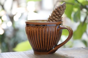 画像: 因幡窯　三木健太郎　マグカップ　鎬　Sand brown【アソート作品】