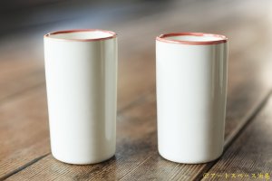 画像: 大園篤志　コップ　白に赤茶