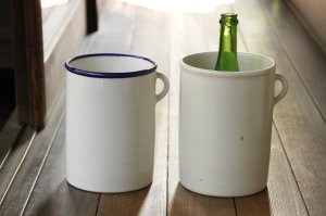 画像: 大園篤志　ワインクーラー　白に瑠璃／貫入