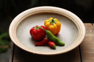画像: 山本泰三　枯淡青石晶　8寸浅皿