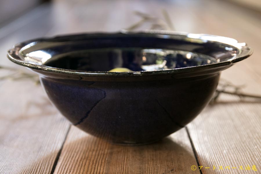 画像2: 古谷浩一　ルリ釉　彫刻盛鉢【アソート作品】 (2)