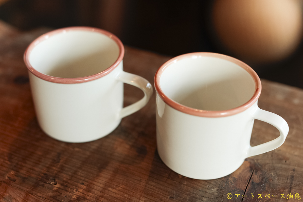 画像3: 大園篤志　玉縁マグ　白に赤茶 (3)