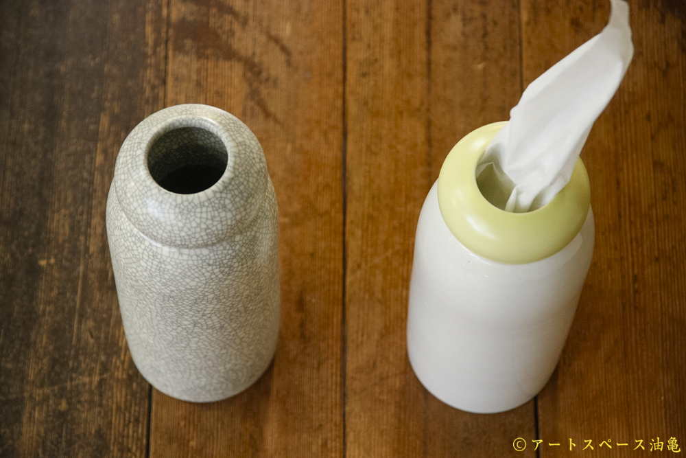 画像3: 大園篤志　ティッシュケース　墨貫入／白とイエロー (3)