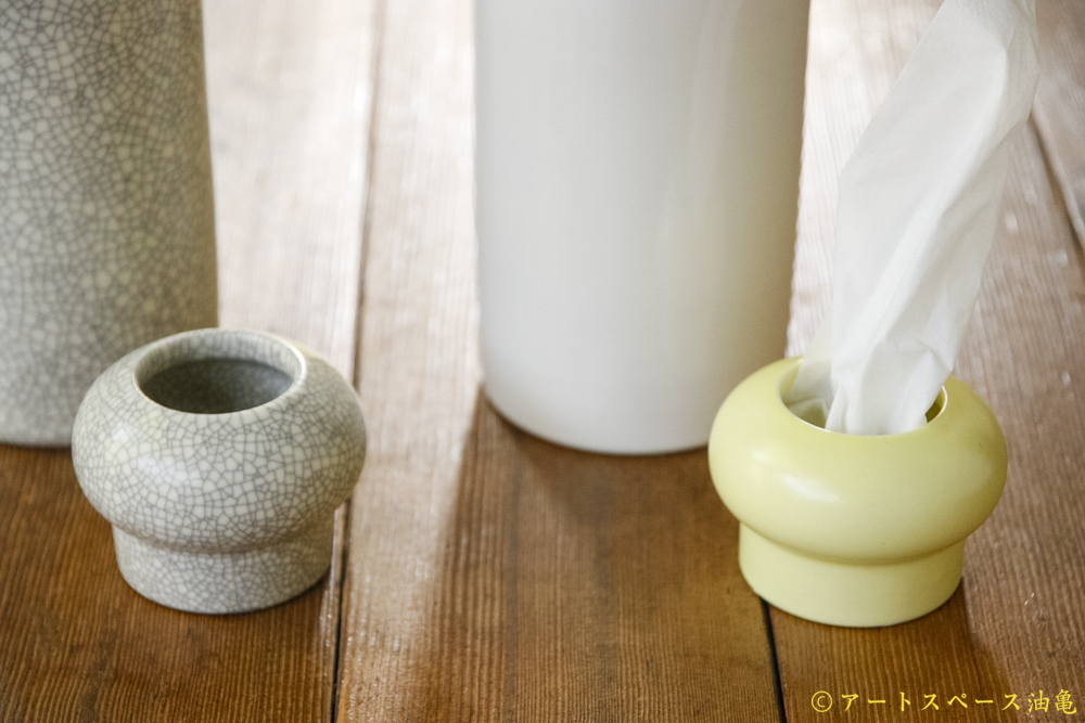 画像5: 大園篤志　ティッシュケース　墨貫入／白とイエロー (5)